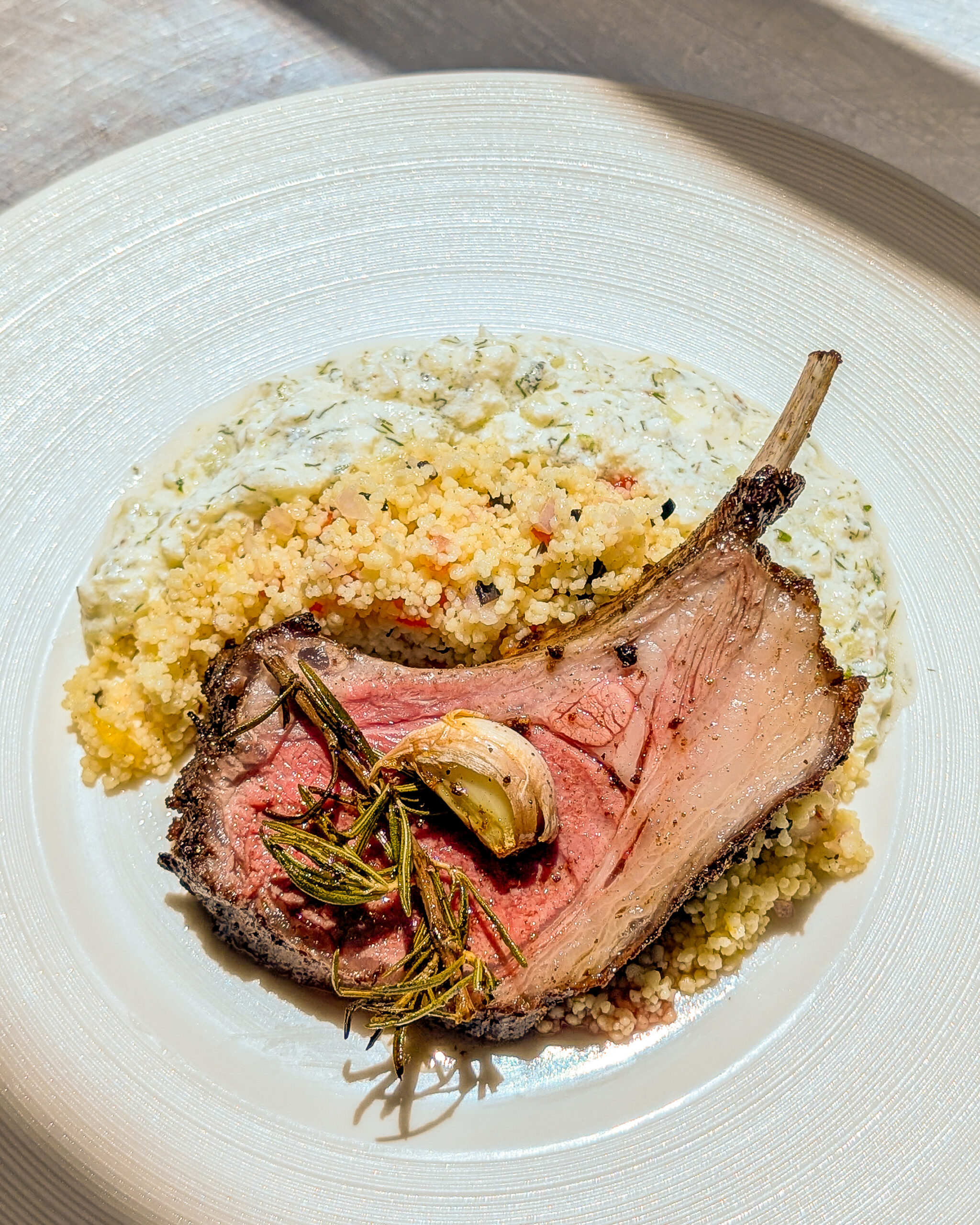 Herb-Roasted Rack of Lamb with Couscous and Creamy Tzatziki